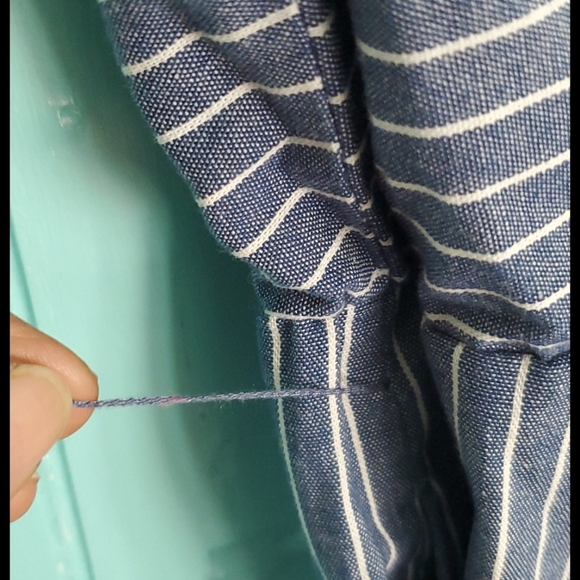 New York & Company Mixed Stripe Jumpsuit- Blue - Picture 14 of 16